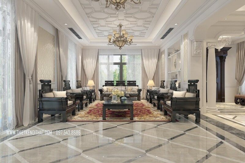 Trang trí nội thất phòng khách biệt thự cao cấp đẹp