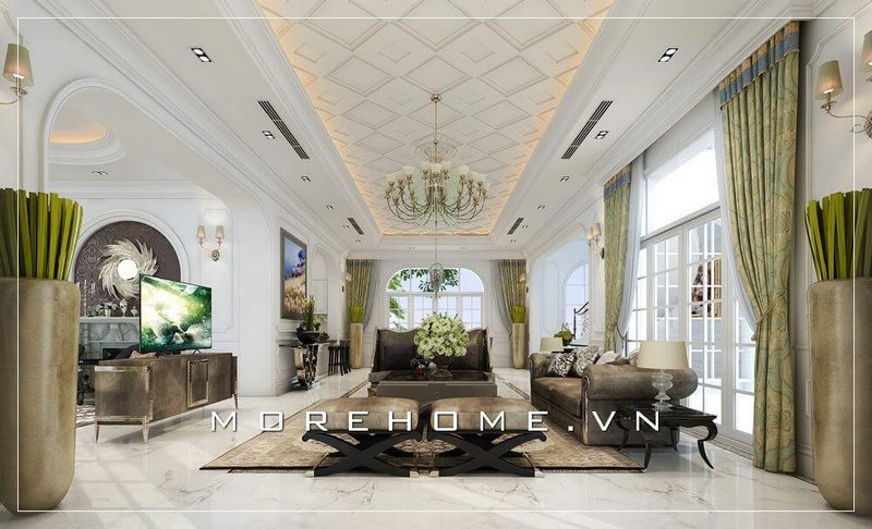 Gợi ý 17 thiết kế phòng khách biệt thự đẹp, sang trọng, cao cấp