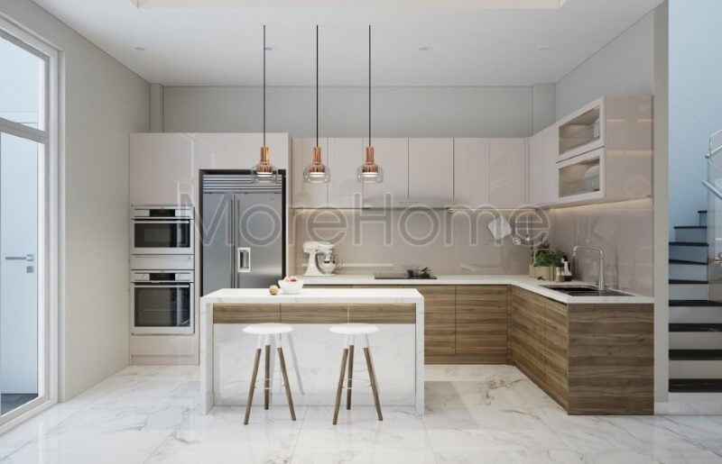 Thiết kế quầy bar bếp hiện đại và tiện nghi khi ra đồ của người đầu bếp